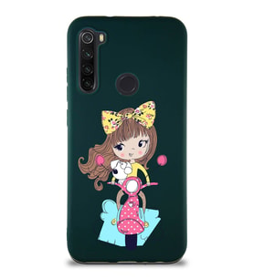 Xiaomi Redmi Note 8 Soft Premier Kapak Vespagirl Tasarımlı Silikon Kılıf - Yeşil (Şeffaf)
