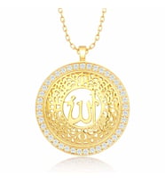 Gümüş Gold Allah Yazılı Kadın Kolye