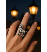 Köpek Figürlü Unisex Ayarlanabilir Metal Yüzük