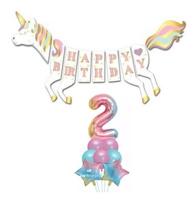 Unicorn 2 Yaş Happy Birthday Gökkuşağı
