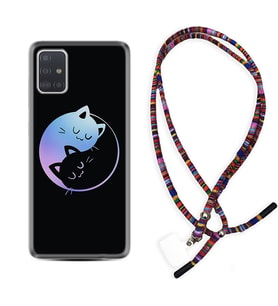 Samsung a71 A72 A73 A7 A9 2018 C7 C9 Kılıf Boyun Asklı Rasta Silikon Love Cats 1604