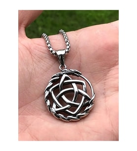 Ouroboros Triquetra Viking Kelt Üçlüsü Paslanmaz Kararmaz 316L Çelik Kolye (Gümüş)