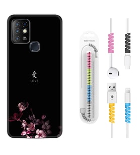 INFINIX Hot 8 9 10 11S Hot 10 Play 10T Kılıf Kablo Koruma Spiral Silikon Love 1629