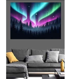 Aurora Borealis Kutup Işıkları Dekoratif Kanvas - Mdf Ahşap Tablo