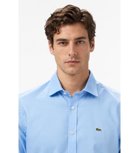 Lacoste Men's Slim Fit Blue Shirt Slim Fit Pamuklu Erkek Gömlek Mavi