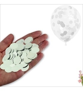 Şeffaf Balon İçi Pul Konfeti, 10 gr - Gümüş (STD)