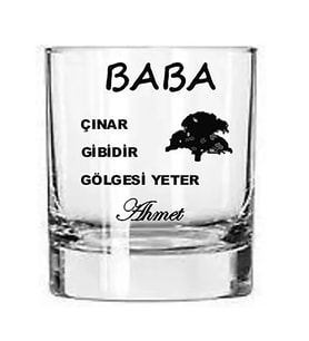 Tekli Babaya Özel Hediye Viski Bardağı Kişiye Özel İsimli Babalar Günü
