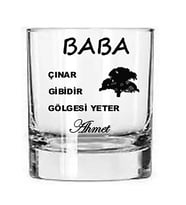 Tekli Babaya Özel Hediye Viski Bardağı Kişiye Özel İsimli Babalar Günü