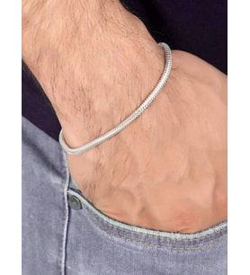 3mm Yuvarlak Yılan 925 Ayar Gümüş Zincir Bileklik – Unisex  BymissMücevherat