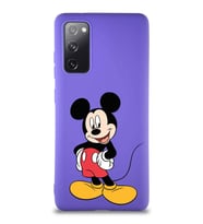 Samsung Galaxy S20 FE Soft Premier Kapak Mickey Mouse-E Tasarımlı Silikon Kılıf - Mor (Şeffaf)