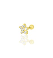 Gümüş altın yaldızlı zirkon taşlı papatya modeli Tragus helix Piercing küpe SGTL12205GOLD