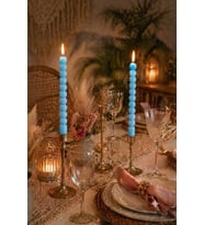 Bubble Şamdan 2'li Mum - Mumelia Candles Doğal Soya Kutulu Dekoratif Mum - Mavi