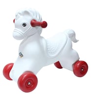 Moli Toys Salllanan Yeşil Kızaklı (Sökülür) Beyaz Kırmızı Tekerli At