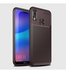 Huawei P20 Lite Kılıf Esnek Soft Karbon Tasarım Legion Serisi (Kahverengi)