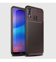 Huawei P20 Lite Kılıf Esnek Soft Karbon Tasarım Legion Serisi (Kahverengi)