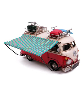 Dekoratif Metal Camper Van Classic Vosvos Minibüs Tenteli  E-3539