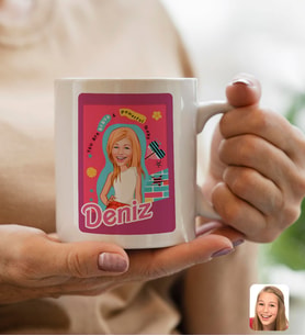 Bk Gift Kişiye Özel Barbie Karikatürlü Beyaz Kupa Bardak-4, Barbie Filmi, Barbie Hediyelik Eşya, Arkadaşa Hediye