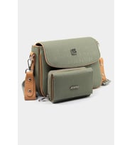 Just Polo Yeni Sezon Kolon Askılı 4 Bölmeli Kadın Omuz Çantası ve Cüzdan Kombini PBU217402 (Yeşil)