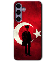 Galaxy S24 Plus Kılıf HD Desen Baskılı Kılıf - Atatürk Bayrak