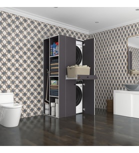 Kenzlife çamaşır-kurutma makinesi dolabı ahi evran sol gri 187*090*60 çekmeceli banyo (Beyaz)