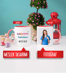 Laboratuvar Teknikeri Kupa Bardak Pembe Fotoğraflı