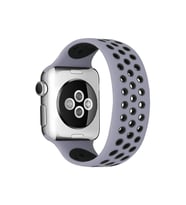 Newface Apple Watch 42mm Ayarlı Delikli Silikon Kordon - Gri-Siyah