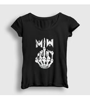 Presmono Kadın Siyah The Finger Motionless In White T-Shirt 166617tt