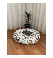 Yuvarlak Puf, Iç Ve Dış Mekan Puf, Döşemelik Kumaş,60x60x15 Boyut Puf
