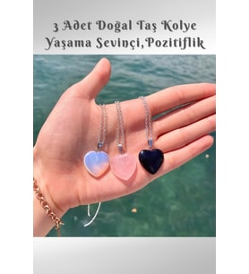 Çilek Kuvars, Opalit , Oniks Doğal Taş Kolye ( Odaklanmayı Ve Konsantre )