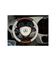 Mercedes Ahşap Bej Deri Direksiyon Kılıfı