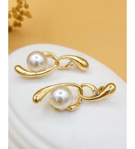 Gold Akış İncili Pirinç Küpe