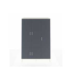 Hyperion Dolap 7 Raflı 5 Kapaklı Tek Askılı 132x44x195 Aytaşı-Antrasit/Çam