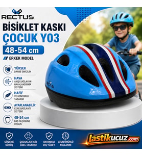 RECTUS ÇOCUK BİSİKLET KASKI Y03 ( MAVİ ERKEK MODEL BEDEN 48-54 CM)