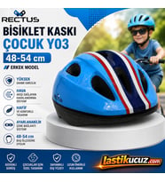 RECTUS ÇOCUK BİSİKLET KASKI Y03 ( MAVİ ERKEK MODEL BEDEN 48-54 CM)