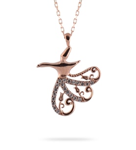Gümüş Kolye - Lale Motifli Semazen Rose Gold Renk 925 Ayar Gümüş Kolye Gklsemazenk-ros