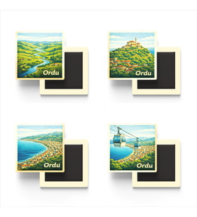 Ordu - Baskılı Buzdolap Magneti Kare - 9x9 cm - 4 Adet