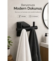 F1 Model Siyah Bornoz ve Havlu Askısı Paslanmaz Çelik Banyo Havluluk