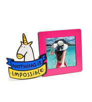 Kişiye Özel Unicorn Temalı Ahşap Pola Fotoğraf Çerçevesi – 9x10 cm