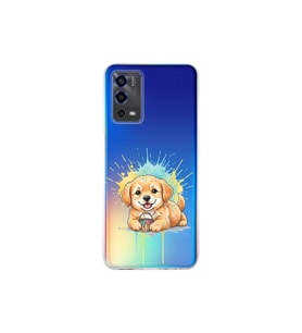 Oppo A55 ile Uyumlu Splash Köpek Tasarımlı Şeffaf Silikon Kılıf
