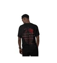 Çift el kalp baskılı oversize T-shirt (Siyah)