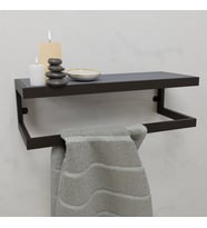Lyla Concept Funda Banyo Ahşap Raflı Metal Havlu, Şal Askılık, Antrasit Raf (Siyah-Antrasit)