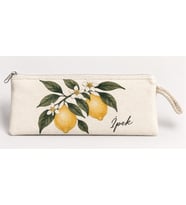 Kişiye Özel Limon Çiçeği Baskılı Fermuarlı Clutch El Çantası Makyaj Çantası