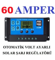 60A GÜNEŞ SOLAR PANELİ AKÜ ŞARJ KONTROL CİHAZI 12V-24V KONTROL CİHAZI AKÜ ŞARJ REGÜLATÖR