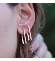 Rose Gold Kaplama Dikdörtgen Halka Gümüş Halka Küpe