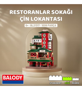 Balody Restoranlar Sokağı Serisi – Çin Lokantası (BL21317) – Mini Blok Yapı Oyuncakları Seti (Kırmızı)