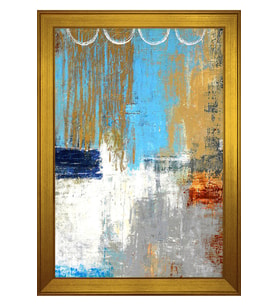 Soyut Şekiller Motifli Kanvas Tablo 80 x 110 cm Gold Çerçeve