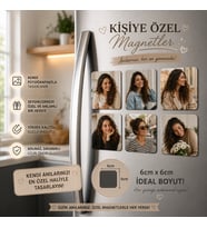 6'lı Kare Fotoğraf Magneti Kadına Kişiselleştirilebilir Zarif Anı Hediye Seti