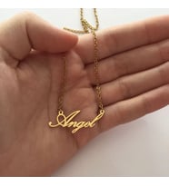 Kişiye Özel 925 Ayar Gümüş Tasarım Angel Kolye (Gold)