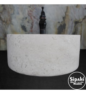 Light Traverten Silindir Lavabo