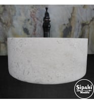Light Traverten Silindir Lavabo